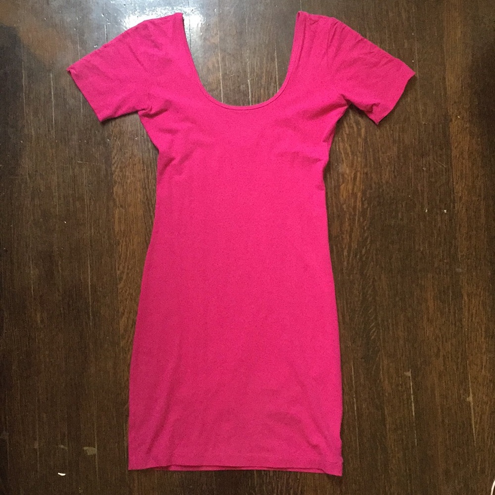 Magenta scoop neck & scoop back dress